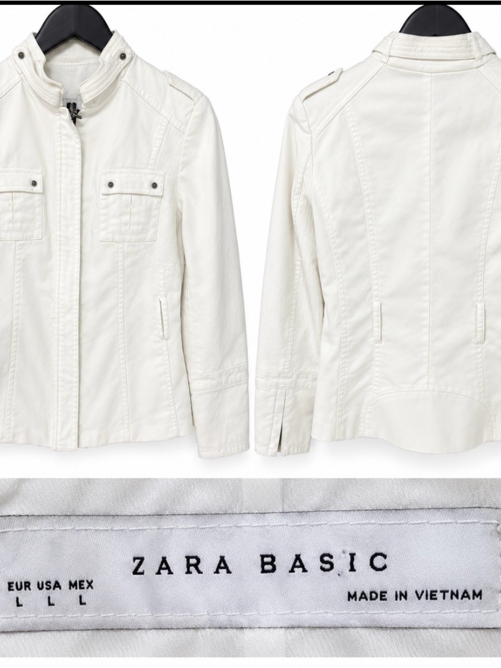Zara White Utility Zip Jacket
